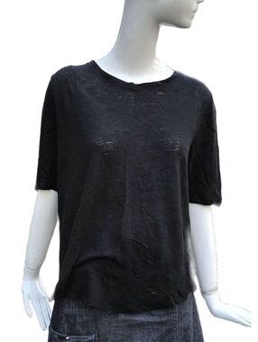 Who What Wear Black Boxy Linen Short Sleeve Top XL Classic Capsule Casual Chic